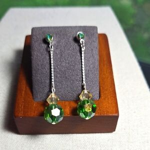 Aurora Borealis Coated Crystals Dangler Earrings